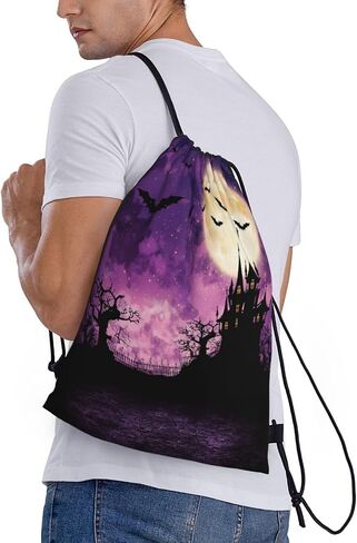 Halloween Pumpkin Drawstring Bags Backpack Bag Casual String Daypack for Women Men Sport Gym Yoga Travel Backpacks in Kuwait