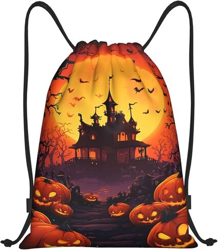 Halloween Pumpkin Drawstring Bags Backpack Bag Casual String Daypack for Women Men Sport Gym Yoga Travel Backpacks in Kuwait