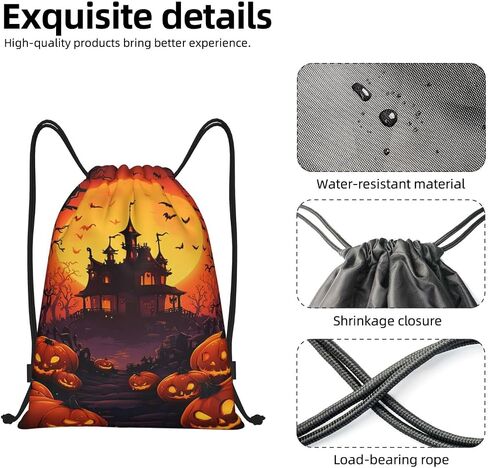 Halloween Pumpkin Drawstring Bags Backpack Bag Casual String Daypack for Women Men Sport Gym Yoga Travel Backpacks in Kuwait