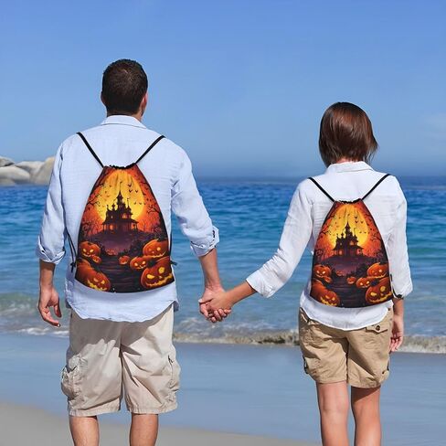 Halloween Pumpkin Drawstring Bags Backpack Bag Casual String Daypack for Women Men Sport Gym Yoga Travel Backpacks in Kuwait