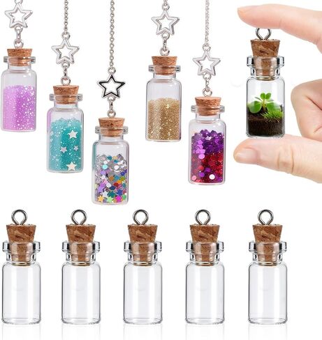 10 Pcs Small Glass Bottles with Cork Stoppers, 1.5ml Mini Glass Jars with Lids, Empty Tiny Glass Containers for Spell Jars, Wishing Bottles, Message Bottles, DIY Crafts, Wedding Decorations in Saudi Arabia