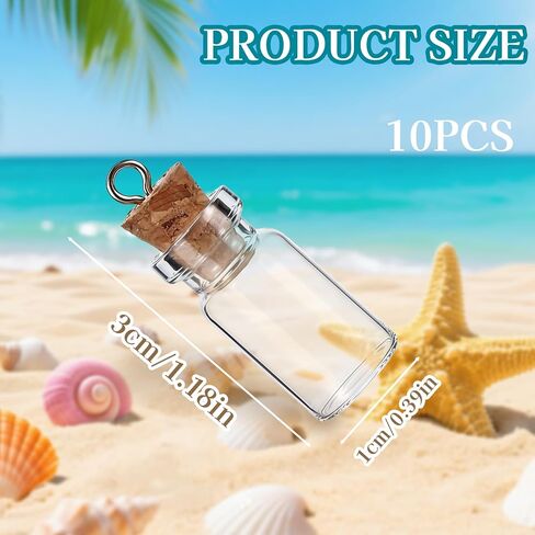 10 Pcs Small Glass Bottles with Cork Stoppers, 1.5ml Mini Glass Jars with Lids, Empty Tiny Glass Containers for Spell Jars, Wishing Bottles, Message Bottles, DIY Crafts, Wedding Decorations in Saudi Arabia
