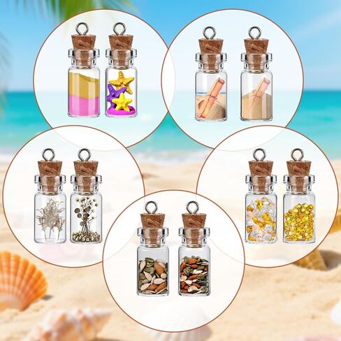 10 Pcs Small Glass Bottles with Cork Stoppers, 1.5ml Mini Glass Jars with Lids, Empty Tiny Glass Containers for Spell Jars, Wishing Bottles, Message Bottles, DIY Crafts, Wedding Decorations in Saudi Arabia