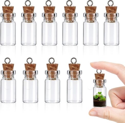 10 Pcs Small Glass Bottles with Cork Stoppers, 1.5ml Mini Glass Jars with Lids, Empty Tiny Glass Containers for Spell Jars, Wishing Bottles, Message Bottles, DIY Crafts, Wedding Decorations in Saudi Arabia