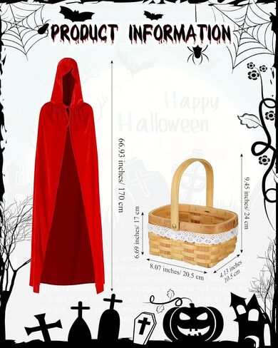 7 Pcs Couples Halloween Wolf Granny Costume Red Hooded Cape for Adult Werewolf Cosplay with Gloves Mask Basket in Saudi Arabia