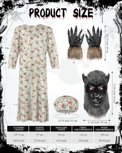 7 Pcs Couples Halloween Wolf Granny Costume Red Hooded Cape for Adult Werewolf Cosplay with Gloves Mask Basket in Saudi Arabia