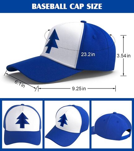 Dipper Hat Embroidered Blue Baseball Cap with Necklace and Keychain, Cosplay Costume Accessories Set in Saudi Arabia