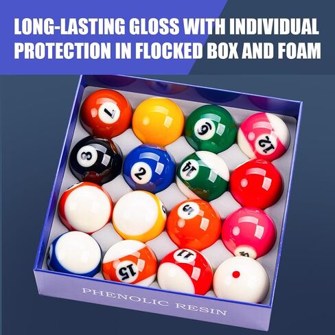 KONLLEN AXD-1TH Billiard Balls Pool Table Accessories 2-1/4" Regulation Size 16 Pool Balls Billiard Set in Kuwait