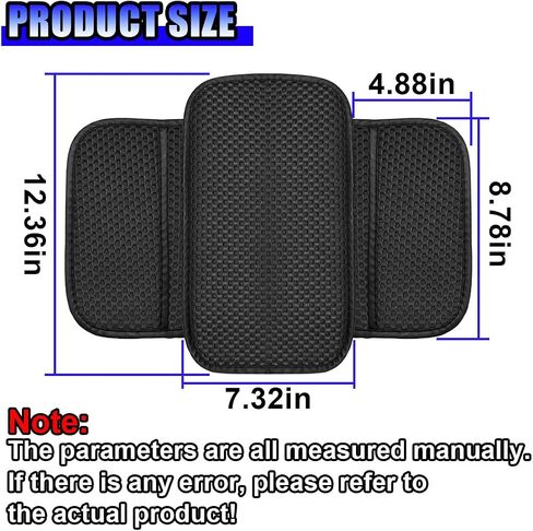 Car Center Console Cover, Cooling Auto Armrest Cushion Pad with 2 Storage Bags, Breathable Elbow Pillow Middle Console Protector, Universal Vehicle Interior Accessories (Black) in Kuwait