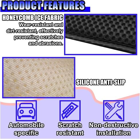 Car Center Console Cover, Cooling Auto Armrest Cushion Pad with 2 Storage Bags, Breathable Elbow Pillow Middle Console Protector, Universal Vehicle Interior Accessories (Black) in Kuwait
