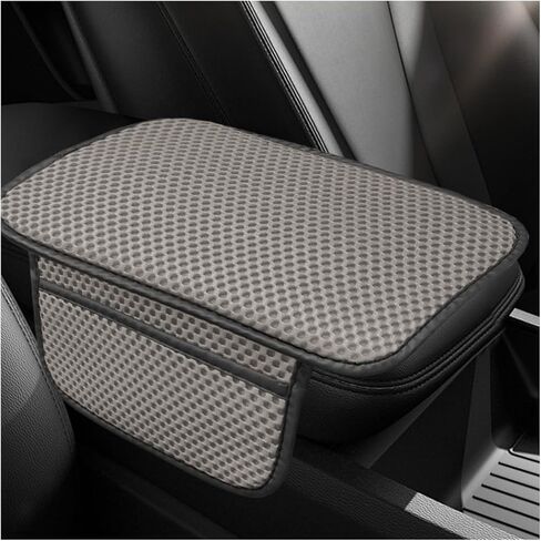 Car Center Console Cover, Cooling Auto Armrest Cushion Pad with 2 Storage Bags, Breathable Elbow Pillow Middle Console Protector, Universal Vehicle Interior Accessories (Black) in Kuwait