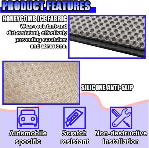 Car Center Console Cover, Cooling Auto Armrest Cushion Pad with 2 Storage Bags, Breathable Elbow Pillow Middle Console Protector, Universal Vehicle Interior Accessories (Black) in Kuwait