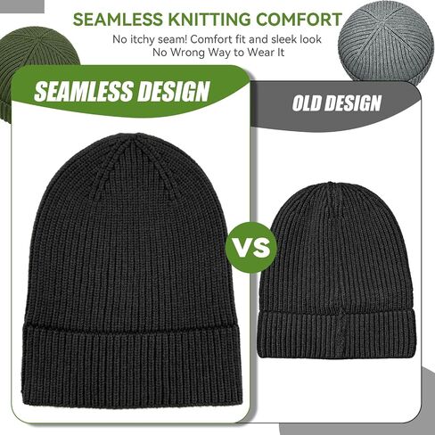 50% Wool Thick Beanie Hat for Men Women, Seamless Winter Knit Skull Cap, Cuffed Fisherman Beanie Warm Trawler Watch Cap in Saudi Arabia