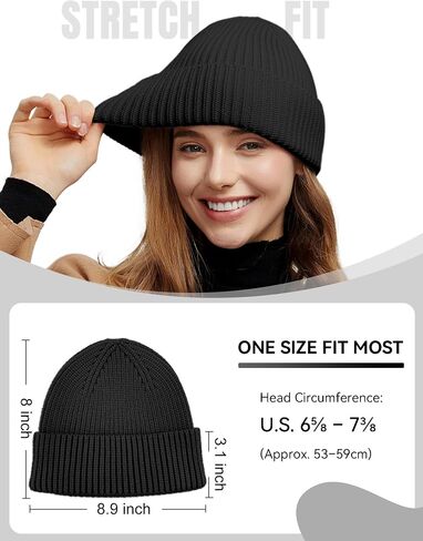 50% Wool Thick Beanie Hat for Men Women, Seamless Winter Knit Skull Cap, Cuffed Fisherman Beanie Warm Trawler Watch Cap in Saudi Arabia