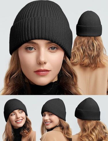 50% Wool Thick Beanie Hat for Men Women, Seamless Winter Knit Skull Cap, Cuffed Fisherman Beanie Warm Trawler Watch Cap in Saudi Arabia