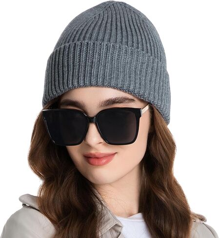 50% Wool Thick Beanie Hat for Men Women, Seamless Winter Knit Skull Cap, Cuffed Fisherman Beanie Warm Trawler Watch Cap in Saudi Arabia