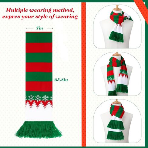 3 Pcs Christmas Knitted Scarf Hat Gloves Set Winter Santa Beanie Xmas Scarf Gloves Christmas Gift for Women Men in Saudi Arabia