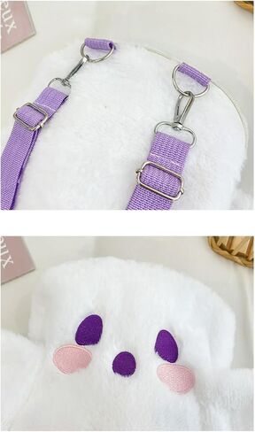 Womens Halloween Cute Ghost Backpacks Kawaii Plush Shoulder Bag Funny Cartoon Spooky Daypack Novelty Crossbody Bag (White,Big Backpack) in Saudi Arabia