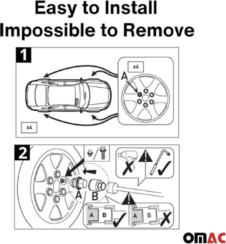 طقم قفل عجلة OMAC لسيارة Acura Integra TLX TSX Honda Accord HR-V M12X1,5 Nut Black in Kuwait