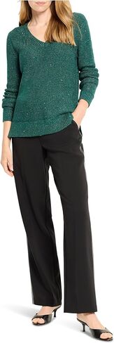 NIC+Zoe Womens Petite Shimmer Waffle V-Neck Sweater in Saudi Arabia