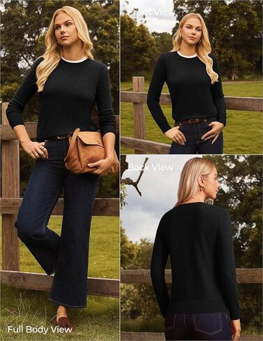 GRACE KARIN Cashmere Sweaters for Women Merino Wool Long Sleeve Sweater Casual Fall Crew Neck Sweater with Socks 2025 in Saudi Arabia