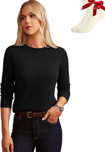 GRACE KARIN Cashmere Sweaters for Women Merino Wool Long Sleeve Sweater Casual Fall Crew Neck Sweater with Socks 2025 in Saudi Arabia