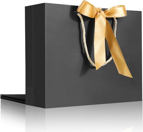 EUSOAR Thank You Gift Bags with Handles,25pcs 10.6"x3.1"x8.3" Pink Wedding Favor Bags with Bow Ribbon Handle, Shopping Party Favor Gift Treat Bags Bulk for Wedding Baby Shower Guests Bridal in Kuwait