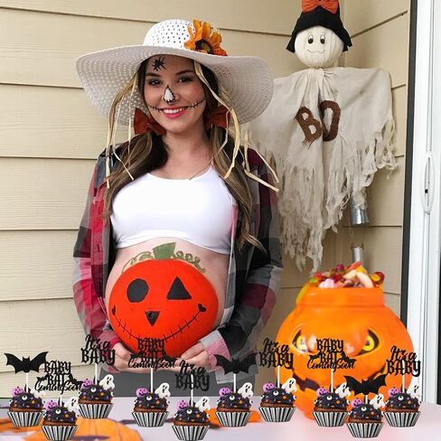 Halloween Baby Shower Decorations Cupcake Toppers, 36Pcs Monster Baby Shower Decorations Cupcake Toppers for a Baby Is Brewing Baby Shower Halloween Decorations in Saudi Arabia