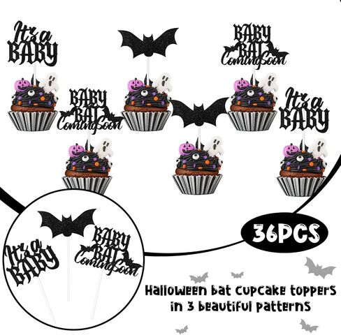 Halloween Baby Shower Decorations Cupcake Toppers, 36Pcs Monster Baby Shower Decorations Cupcake Toppers for a Baby Is Brewing Baby Shower Halloween Decorations in Saudi Arabia