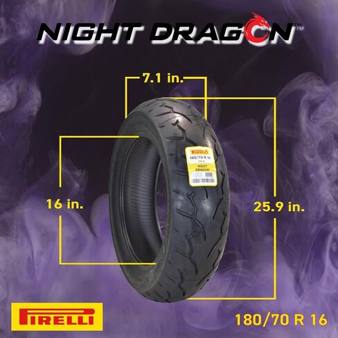 الإطار الخلفي للدراجة النارية Pirelli Night Dragon 180/70R16 M/C 77H TL Cruiser - قوة جر ومعالجة فائقة للطرادات عالية الأداء مع سلسلة مفاتيح in Saudi Arabia
