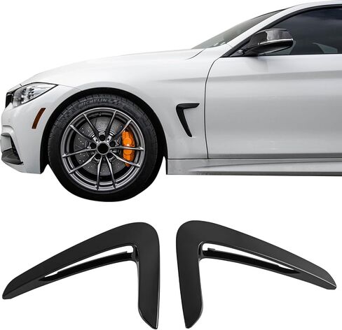 IKON MOTORSPORTS Side Fender Vent, Compatible with 2014-2016 BMW 4-Series F32 Coupe 2-Door F33 Convertible F36 Grand Coupe, Painted #475 Black Sapphire Metallic ABS Front Side Air Vent Cover Trim 2PCS in Saudi Arabia