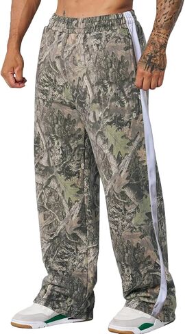 Mens Camo Sweatpants Baggy Joggers Casual Athletic Gym Workout Sweat Pants with Pockets in Saudi Arabia