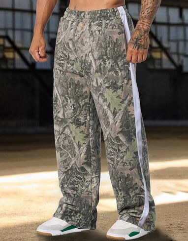 Mens Camo Sweatpants Baggy Joggers Casual Athletic Gym Workout Sweat Pants with Pockets in Saudi Arabia