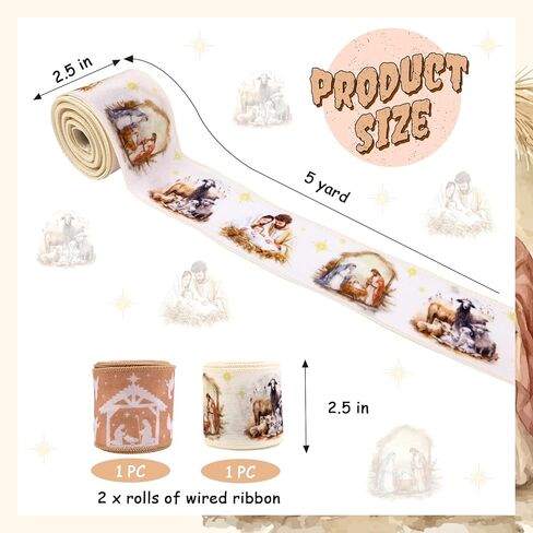 JOYMEMO 2 Rolls 10 Yards Christmas Ugly Sweater Theme Ribbon Set, Red Green Merry Christmas and Sweater Wired Edge Ribbons for Winter Holiday New Year Party, Gift Wrapping Wreaths Bow Crafts Decor in Kuwait