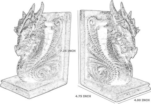 Bellaa 25617 Decorative Bookends Dragons Gothic Midieval Castle Mystic Vintage Book Ends Holder Heavy Stoppers Bookshelf Shelves to Hold Books Library Shelf Dividers Home Decor in Saudi Arabia