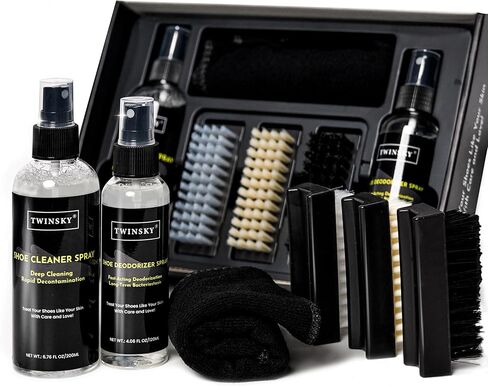 Shoe Cleaner Kit Gift - Sneaker, Canvas, Mesh, Nubuck, Leather, Suede Cleaner - Safe 10X Potent Cleaning Kit (6.76oz Cleaner & 4.06oz Deodorizer Sprays, 3 Brushes, Microfiber) in Saudi Arabia