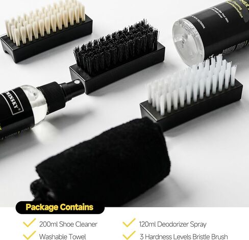 Shoe Cleaner Kit Gift - Sneaker, Canvas, Mesh, Nubuck, Leather, Suede Cleaner - Safe 10X Potent Cleaning Kit (6.76oz Cleaner & 4.06oz Deodorizer Sprays, 3 Brushes, Microfiber) in Saudi Arabia