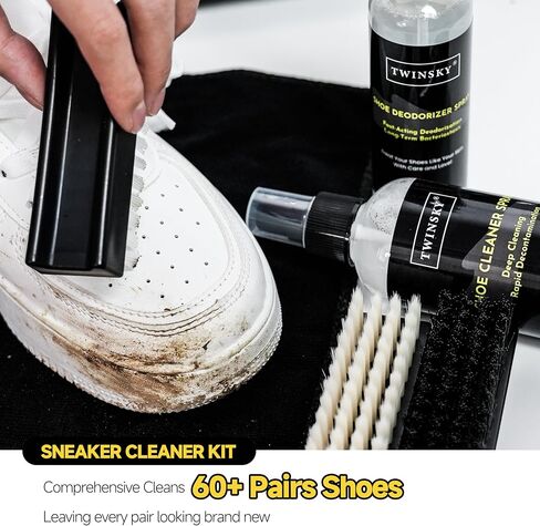Shoe Cleaner Kit Gift - Sneaker, Canvas, Mesh, Nubuck, Leather, Suede Cleaner - Safe 10X Potent Cleaning Kit (6.76oz Cleaner & 4.06oz Deodorizer Sprays, 3 Brushes, Microfiber) in Saudi Arabia