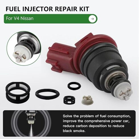 Superior Fuel Injector Kit, 4 Sets Orings Filters Pintle Caps for V4 Nissan J-ECS Altima Sentra Infiniti G20, Side Feed Fuel Injector Kitts in Kuwait