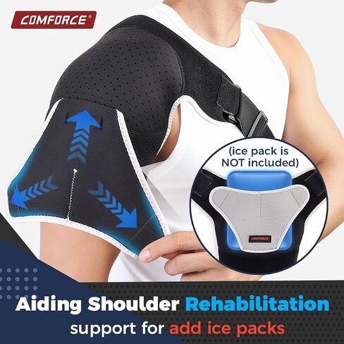 Shoulder Brace with Pressure Pad, Neoprene Shoulder Compression Sleeve for Women Men, Adjustable Shoulder Support for Rotator Cuff Ac Joint Pain Relief, Shoulder Injuries, Right/Left in Saudi Arabia