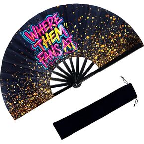 13 Inch Large Clack Hand Fan for Western Line Dance - Where Them Fans at Cowgirl Loud Popping Folding Fan for Country Dancing, Music Festivals, Performances & Weddings Parties in Saudi Arabia