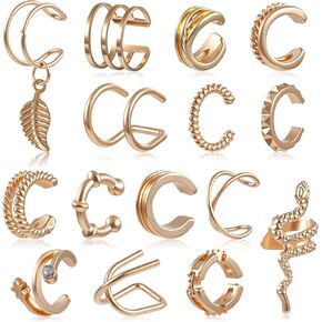 15 Pcs Ear Cuff Earrings for Women, Adjustable Gold Earring Cuffs Non Pierced, Clip on Cartilage Fake Earrings, Metal Ear Jewelry for Women Prom Dresses, Cosplay,Daily Accessories in Saudi Arabia