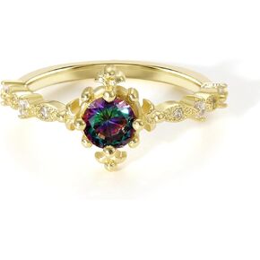 Promise Rings for Her 14K Gold Plated Rings Dainty Vintage Peridot/Alexandrite Engagement Ring Gold Jewelry Non Tarnish Gifts for Women Size 5-10 in Saudi Arabia