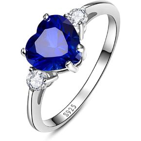 2.25ct Created Gemstone Ring for Women 925 Sterling Silver Heart Cut 8 * 8mm Cubic Zirconia Birthstone Ring for Engagement Anniversary Size 5-10 in Kuwait