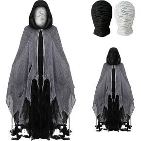 Grim Reaper Cloak With Hood Black Medieval Renaissance Cloak Ghost Cape Halloween Cosplay Witch Wizard Demon Vampire Costume in Kuwait