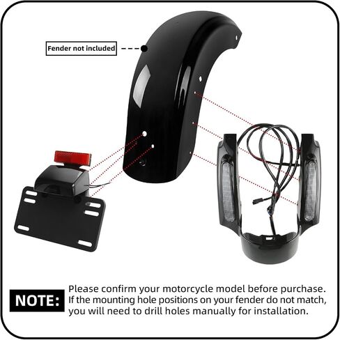 TCT-MOTORPARTS وصلة تمديد الحاجز الخلفي مع عدسات إضاءة LED دخانية مناسبة لدراجة Harley Touring Road Electra Glide Road Glide Road King Street Glide Ultra Classic 2009-2013 in Saudi Arabia