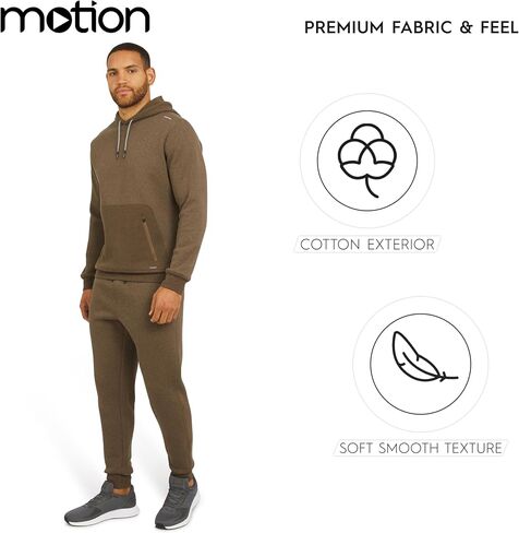 Motion Men's Regular Fit Active Performance Heavyweight Fleece Hooded Sweatshirt in Kuwait