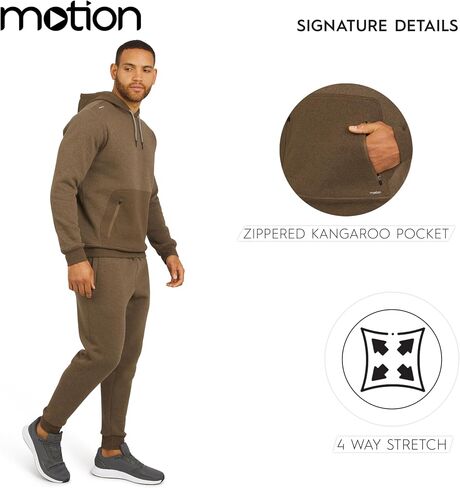 Motion Men's Regular Fit Active Performance Heavyweight Fleece Hooded Sweatshirt in Kuwait