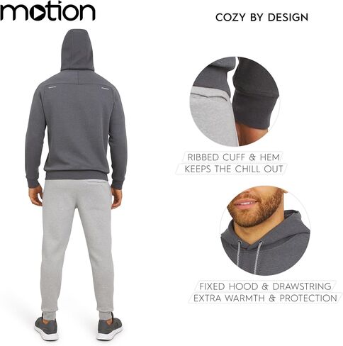 Motion Men's Regular Fit Active Performance Heavyweight Fleece Hooded Sweatshirt in Kuwait
