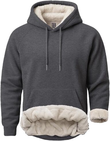 Boladeci Men's Sherpa Hoodie Pullover Heavyweight Thermal Fleece Lined Hooded Sweatshirt for Cold Weather Warm in Kuwait